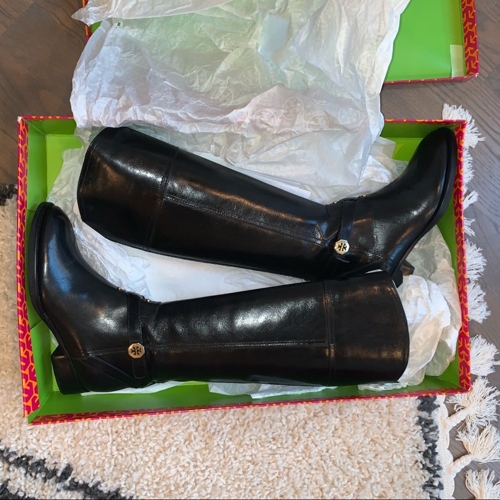 Tory Burch Black Leather “Brita” Riding Boot